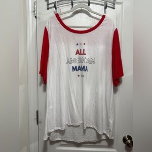 LuLaRoe Boyfriend Tee All American Mama Graphic T-Shirt Women 2XL Red White Blue